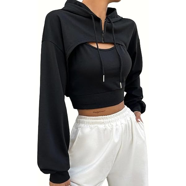 Amazon.com: LovelyWholesale Cropped Zip Up Hoodie Women Crop