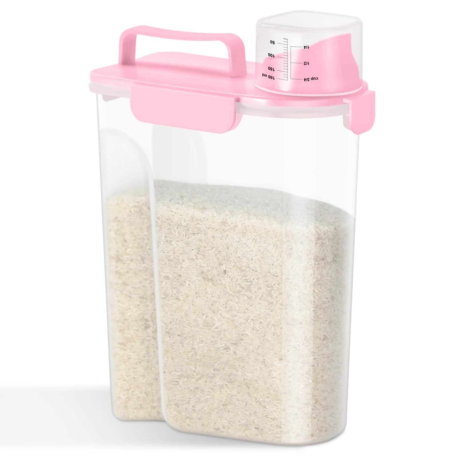 Photo 1 of TBMAXS Rice Storage Container 10 Lbs, Pet Cat Dog Food Storage Container with Larger Spout and Cup, Airtight Cereal Containers Storage Food Cereal Dispenser, Kitchen and Pantry Organization Bin-Pink
