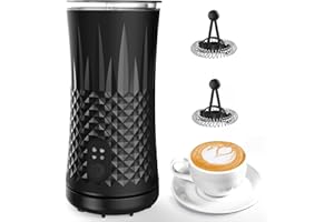 Milk Frother Electric,Flevo 4 in 1 Electric Milk Frother and Steamer,240ml Electric Milk Steamer Warmer with Two Whisks for H