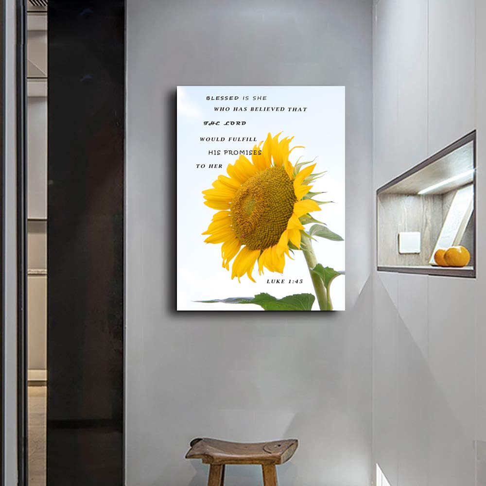 Bible Verse Canvas Print Wall Art Blessed Is She Who Has Believed That The Lord Canvas Wall Painting Framed Home Office Posters Artwork Decoration