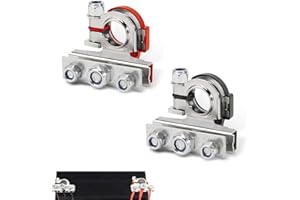 Icyfond 2Pcs Battery Terminal Connectors with 3 Way, 12V Auto Top Post Battery Wire Cable Terminals Clamp Connectors Kit, Uni