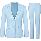 Kelyaa Women's 2 Piece Suit Lady 2 Button Business Work Office Slim Fit Blazer Jacket Pants Set