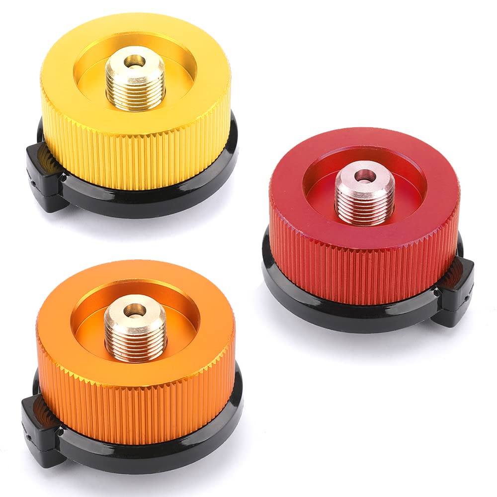 3Pcs Random Styles Camping Nozzle Bottle Convert Adapter Connector Stove Connector for Butane Canister to Screw Gas Cartridge
