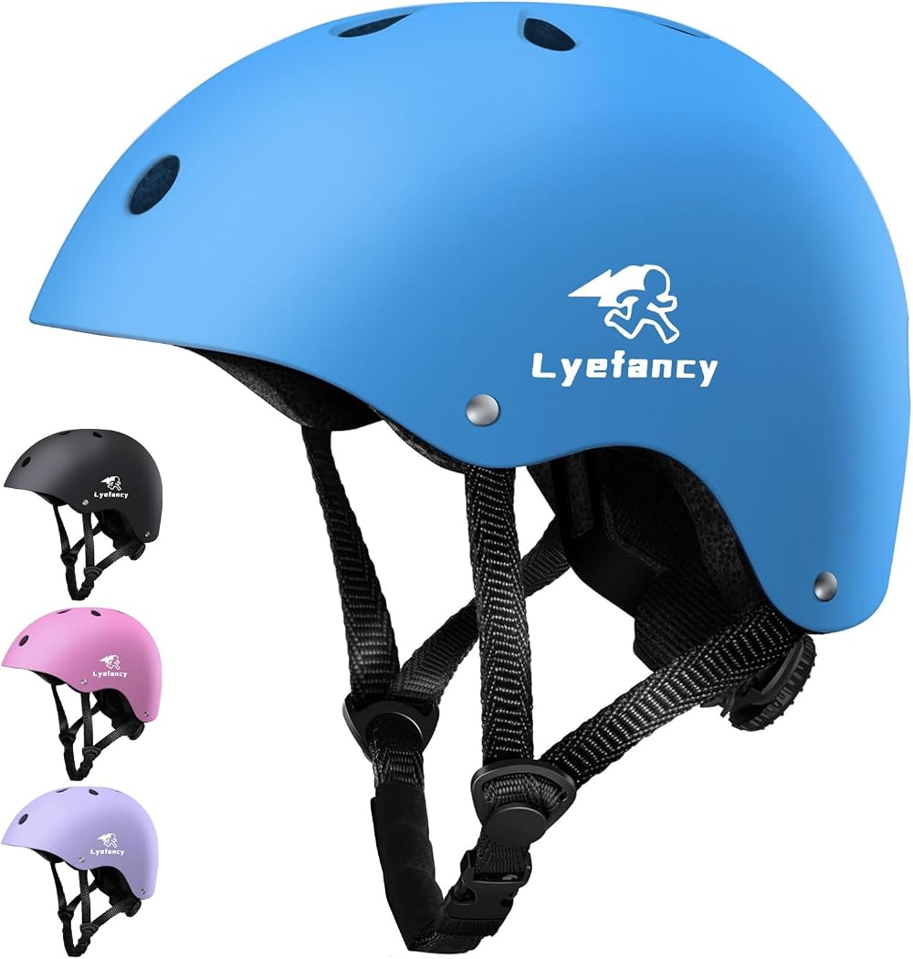 Lyefancy Kids Bike Helmet Toddler Adjustable for Cycling Scooter Skating Blue S