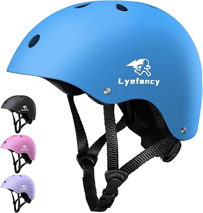 Lyefancy Kids Bike Helmet Toddler Adjustable for Cycling Scooter Skating Blue S