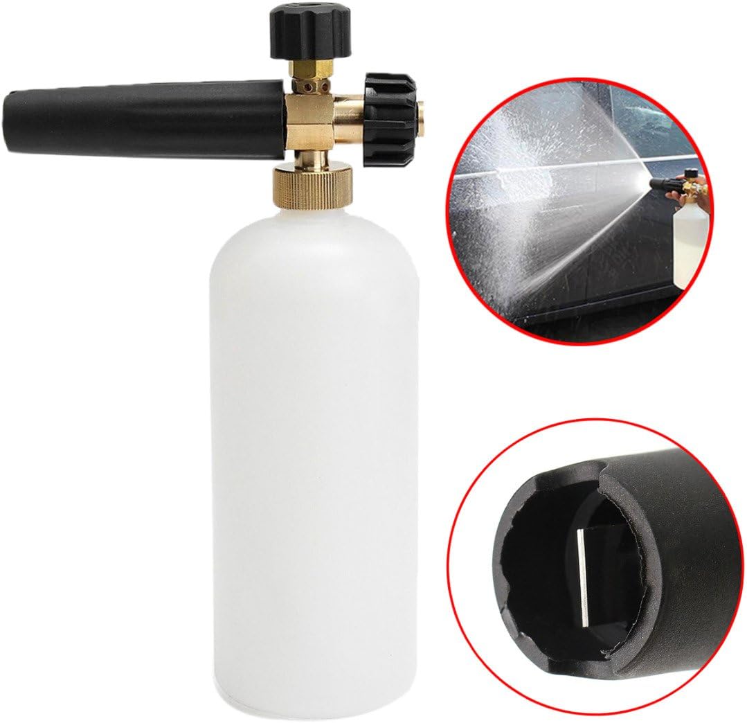 KINWAT 1pc Pressure Car Washer Snow Foam Lance + 1L Plastic Soap Bottle with Transparent Hose for Karcher HDS & HD M22F