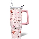 30oz Flamingo Gifts - Flamingo Tumbler Insulated Double Wall Stainless Steel Cute Coffee Cup Tumbler with Handle and Straw