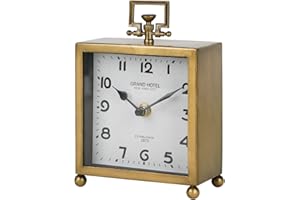 NIKKY HOME Small Gold Table Clock, Silent Non-Ticking Classic Battery Operated Decorative Mantel Desk Shelf Clock for Living Room Decor