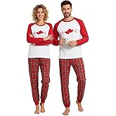 Qskall Couples Valentines Pajamas Valentines Day Matching Pajama Set Husband and Wife Heart Beats Long Sleeve Pjs