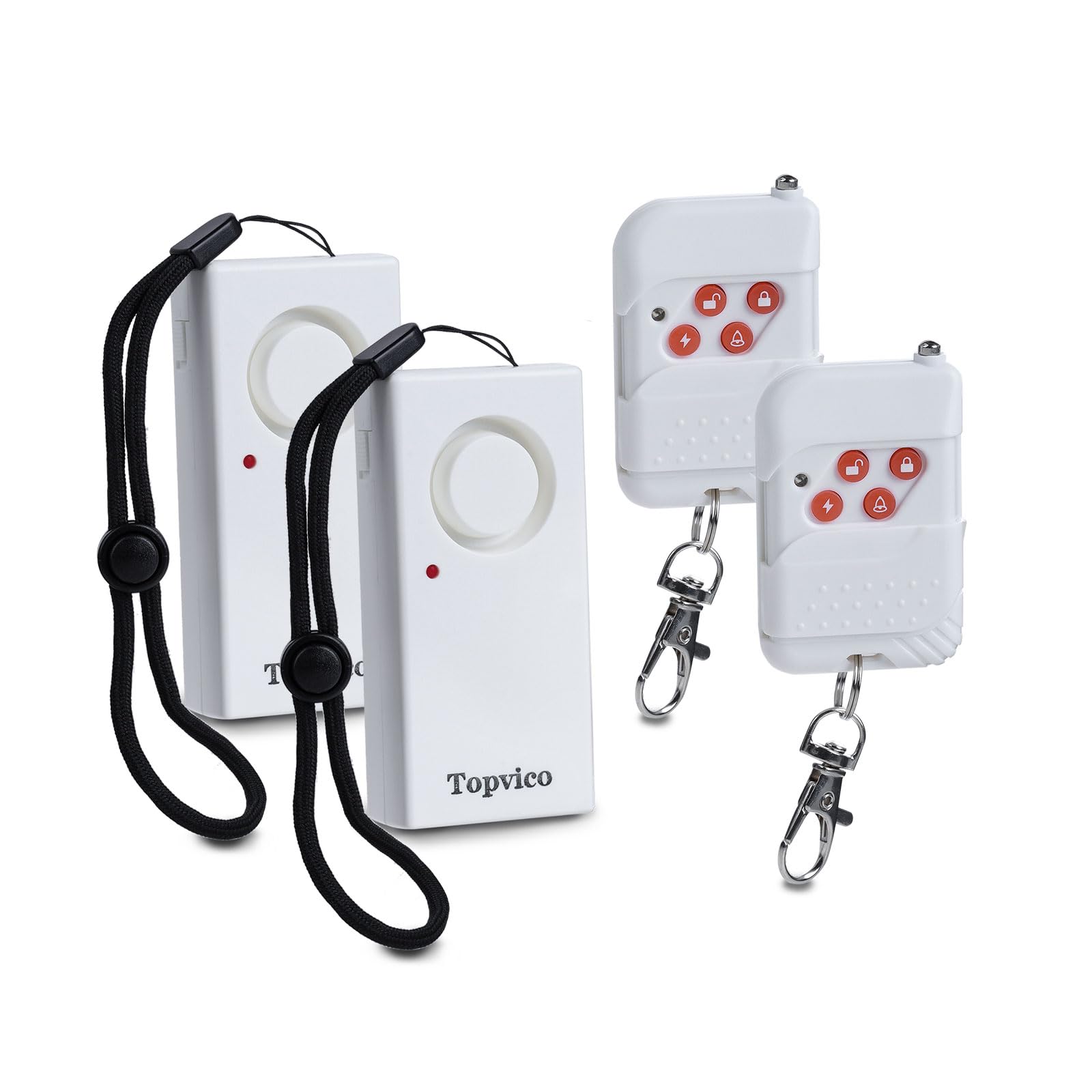 Photo 1 of Topvico Door Handle Alarm Vibration Triggered, Hotel Travel Portable Door Alarm, 130dB Wireless Home Security for Kids, Elderly, Dementia, Remote Controller for Sensitivity Volume Adjust, 2 Pack