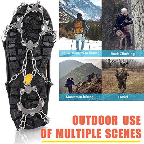 Crampons Ice Cleats Traction Snow Grips with 19 Spikes for Women Men Kids Boots Shoes Safe Protect Lightweight Crampons, Hiking, Walking, Climbing, Jogging Mountaineering on Ice and Snow (XL) - Thumbnail 5
