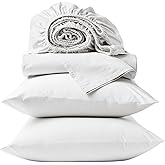 Coyuchi Refined Percale Luxury Sheet Set – Queen, 100% GOTS Certified Organic Cotton, Cooling Sheets, Breathable Sheets (Alpine White)