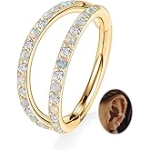 PEAKLINK 20G 18G 16G Double Nose Hoop Ring Helix Cartilage Conch Earring 316L Surgical Steel Septum Jewelry Seamless Tragus Rook Daith Lobe Lip Nose Piercing 6 8 10 12mm