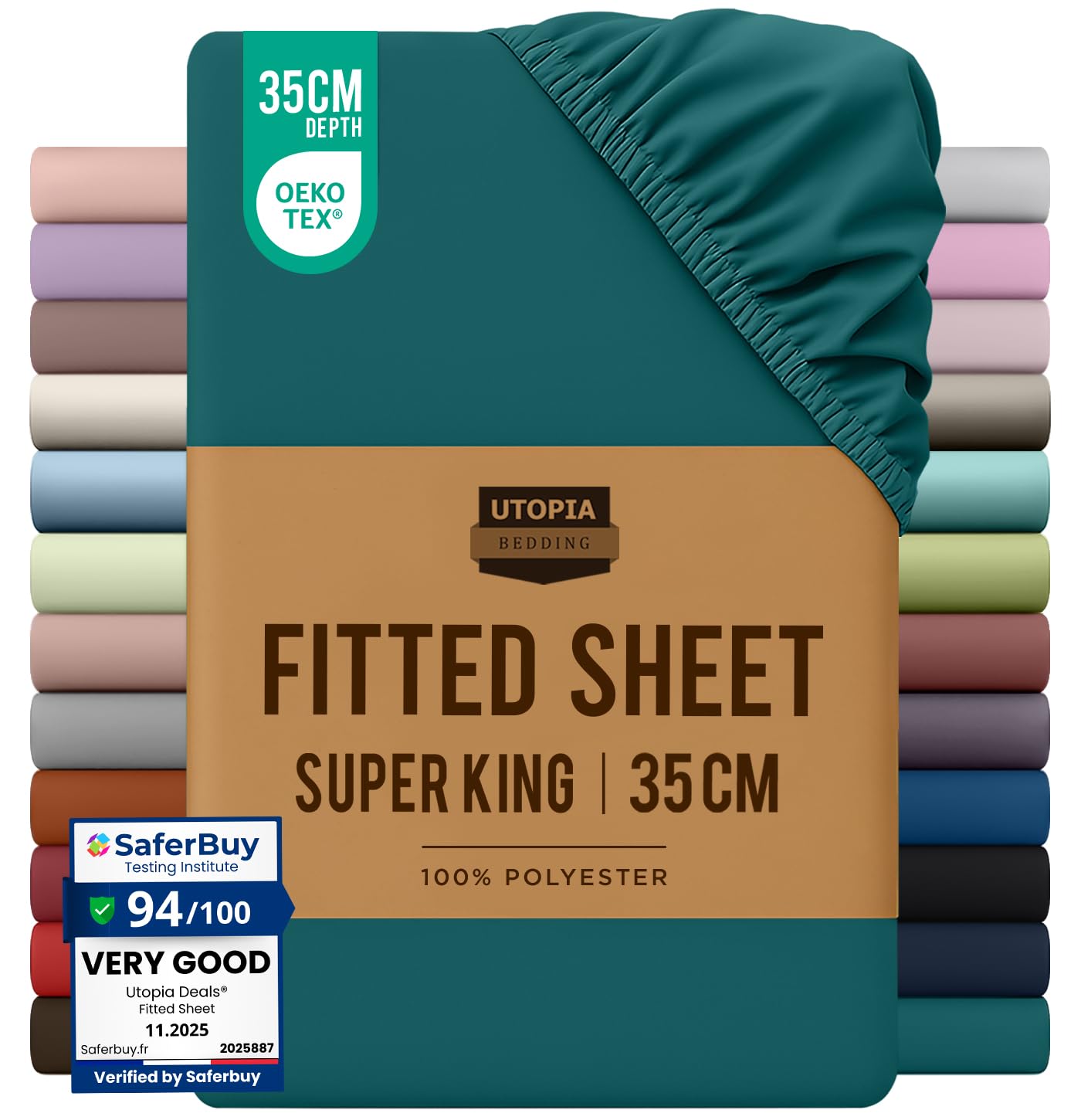 Utopia Bedding Fitted Sheet Super King, Teal - Deep Pocket 14 inch (35 cm) - Easy Care - Soft Brushed Microfibre Fabric - Shrinkage and Fade Resistant - Bottom Sheet