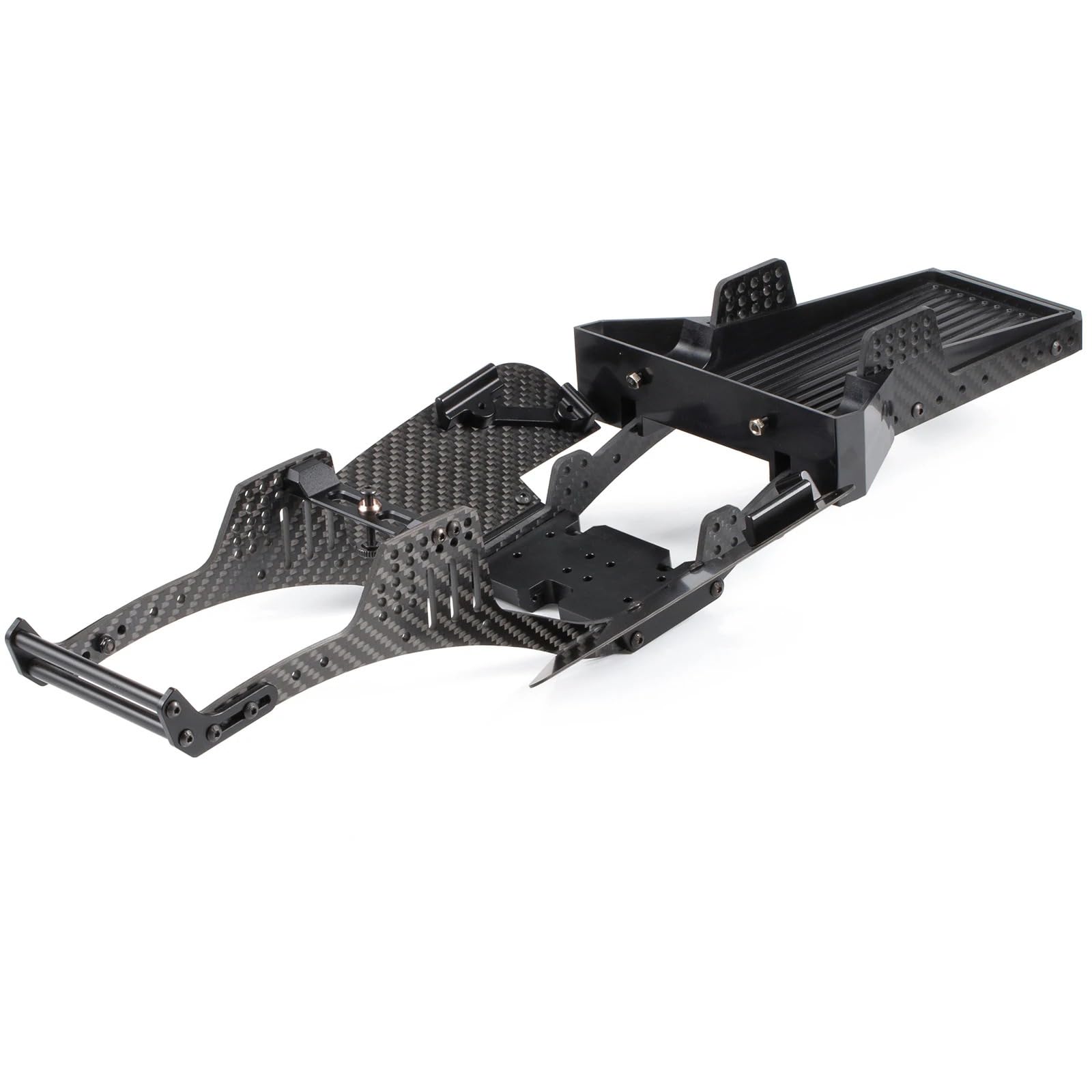 CobraCrawler 1/10 Carbon LCG Chassis Kit with Molded Bed Sliders Delrin Skid Plate Dual Servo Mount for SCX10 AR44 AR45 Capra F9 TRX4 Axle Gspeed V4 Chassis GS-FS Chassis G-Shot Chassis (Chassis Kit)