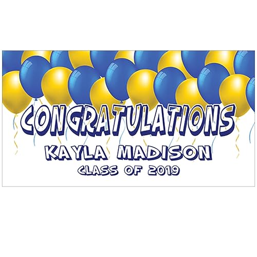 Amazon Com Blue And Yellow Personalized Graduation Party Banner