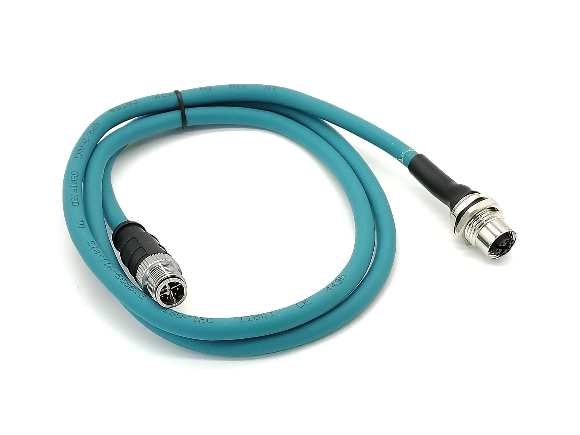 Elecbee M12 8-Pin X-Code Male to Female Waterproof Cable Assembly | 1M Shielded High Flex Industrial Ethernet Twisted Pair Cable for Congex Industrial Camera, Automation Device Network, Blue