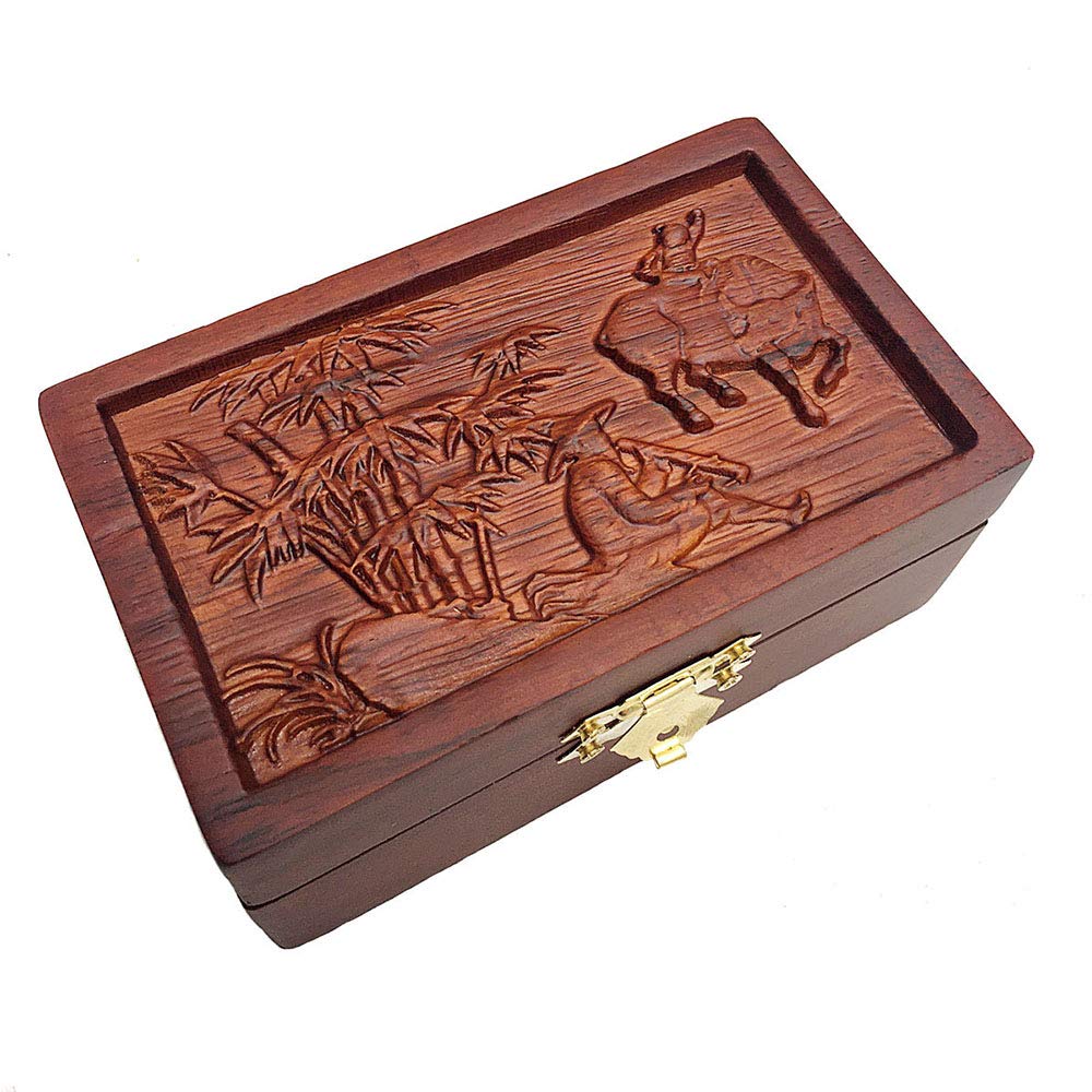 HEYU Rosewood Handmade Jewelry Box,Wooden Keepsake Box, Decorative Wooden Box, Wooden Jewelry Gift Box,Mahogany Jewelry Box,Small Gift Box, Jewelry Gift Storage Box and Home Decor for Men Women