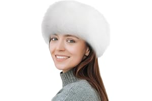 Syhood Women Faux Fur Headband with Elastic Fluffy Winter Earwarmer Earmuff Furry Ski Outfits for Women(White)