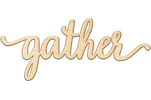 Woodums – Gather Script Wooden Wall Art Decor, Unfinished Wood Sign for Family Room Decor, Charlie Script Letter Wood Cutout,