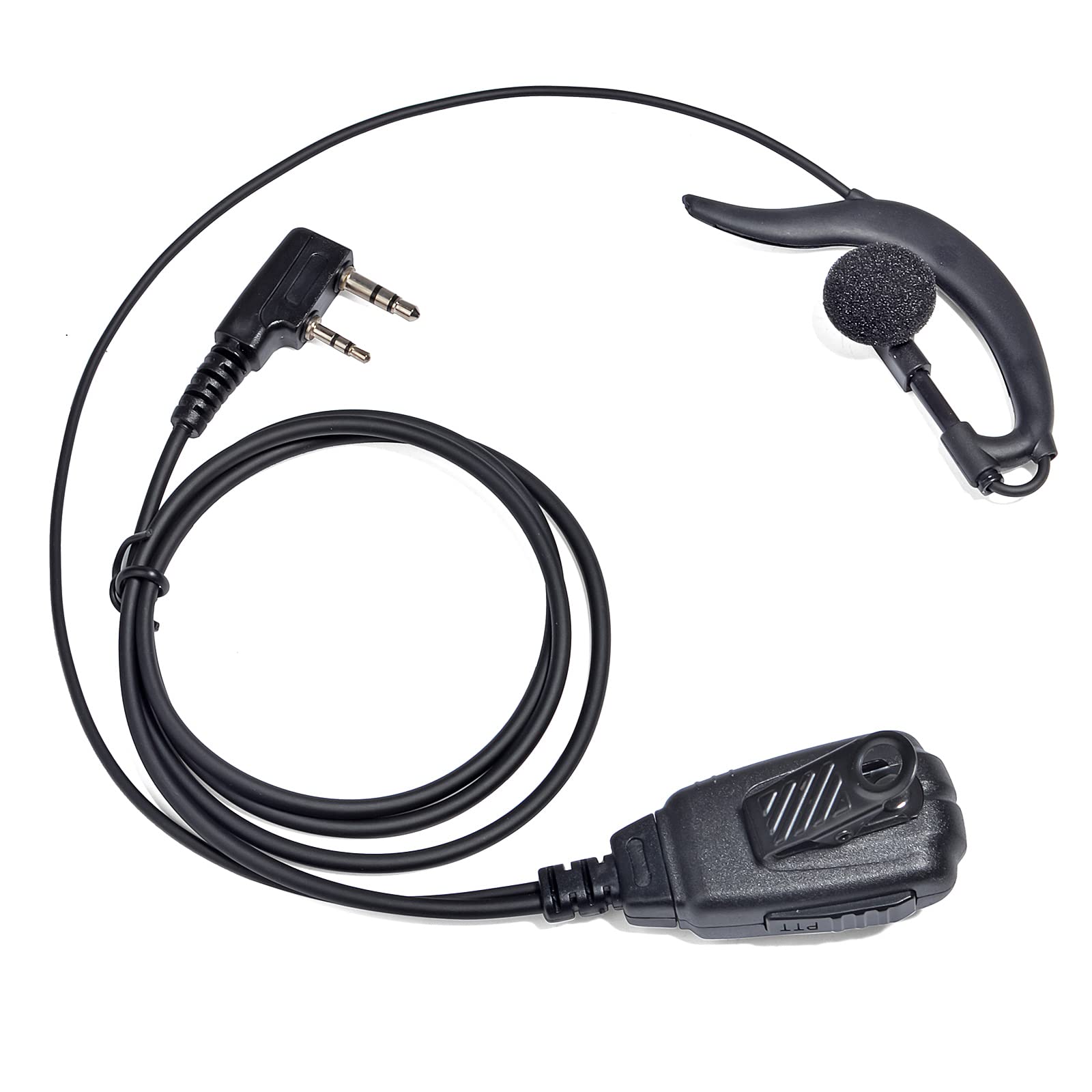HYSHIKRA Radio Earpiece Compatible with Retevis Baofeng UV5R Kenwood TK250 Walkie Talkie Headset with PTT and Mic (G Shape, 1 PACK)
