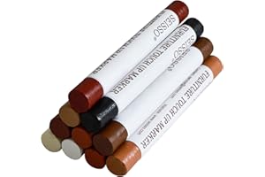 SEISSO Wood Filler Sticks, Furniture Wax Crayons for Scratches, 10 Pcs Wood Floor Repair Wax Filler Sticks, Touch Up Wax Sticks Repair Kit for Scratches, Holes, Floor, Laminate, Carpenters