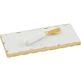 Mud Pie White Marble Everything Plate; board 4" x 9" | spreader 5 1/2"