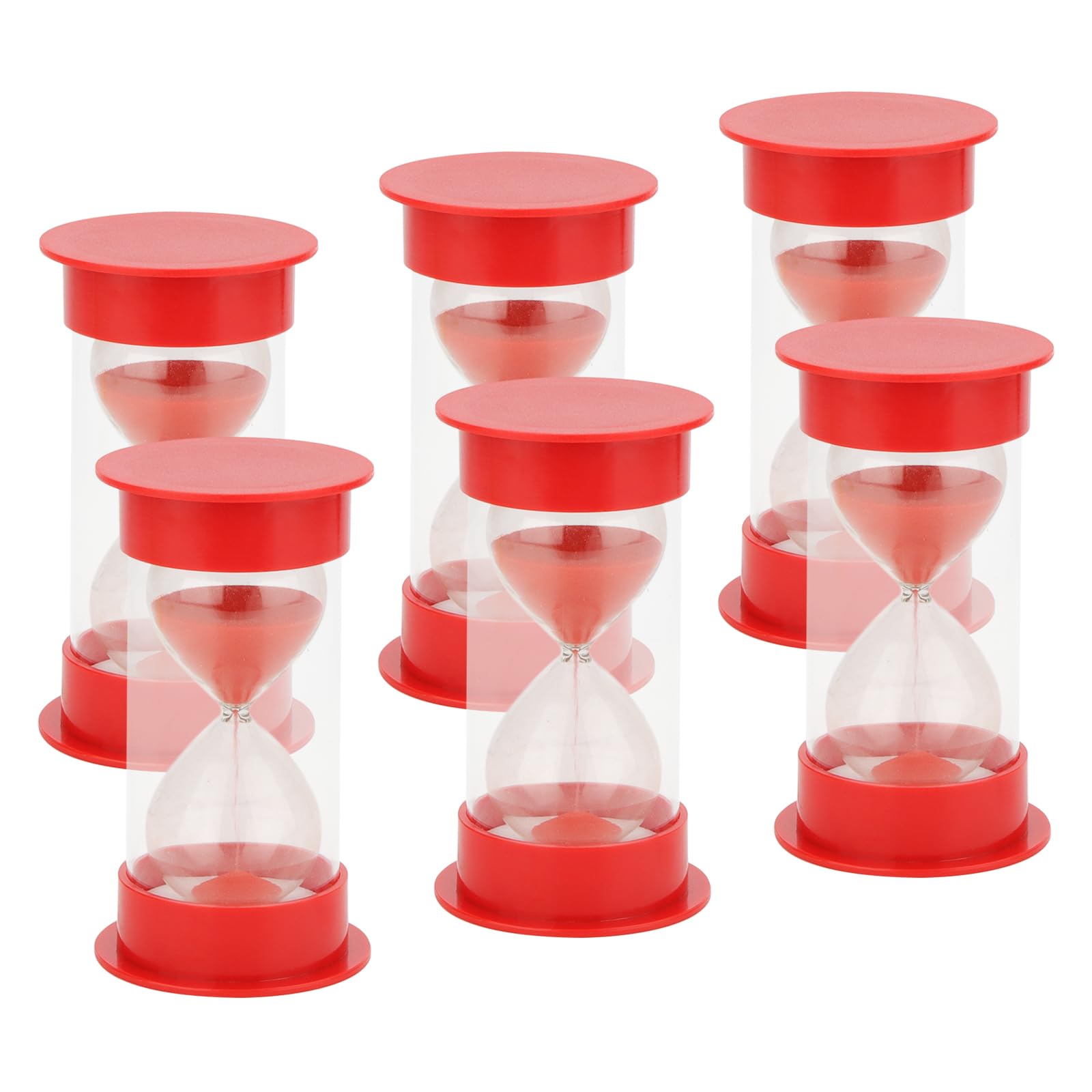 KEILEOHO 6 PCS 5 Minute Large Red Sand timer, Plastic Sandglass Sand Clock, Countdown Hourglass Timer for Home Office Kitchen Decoration