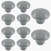 Auvotuis 10Pcs Cabinet Ceramic Knobs, Gray, 1.5Inch/ 38mm | Cute Drawer Knobs Round Dresser Knob Pull Handles with Screws for Cupboard, Wardrobe, Kitchen, Bedroom, Door