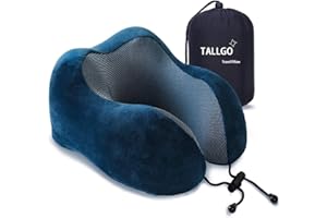 TALLGO Travel Pillow, Best Memory Foam Neck Pillow Head Support Soft Pillow for Sleeping Rest, Airplane Car & Home Use (Dark Blue)