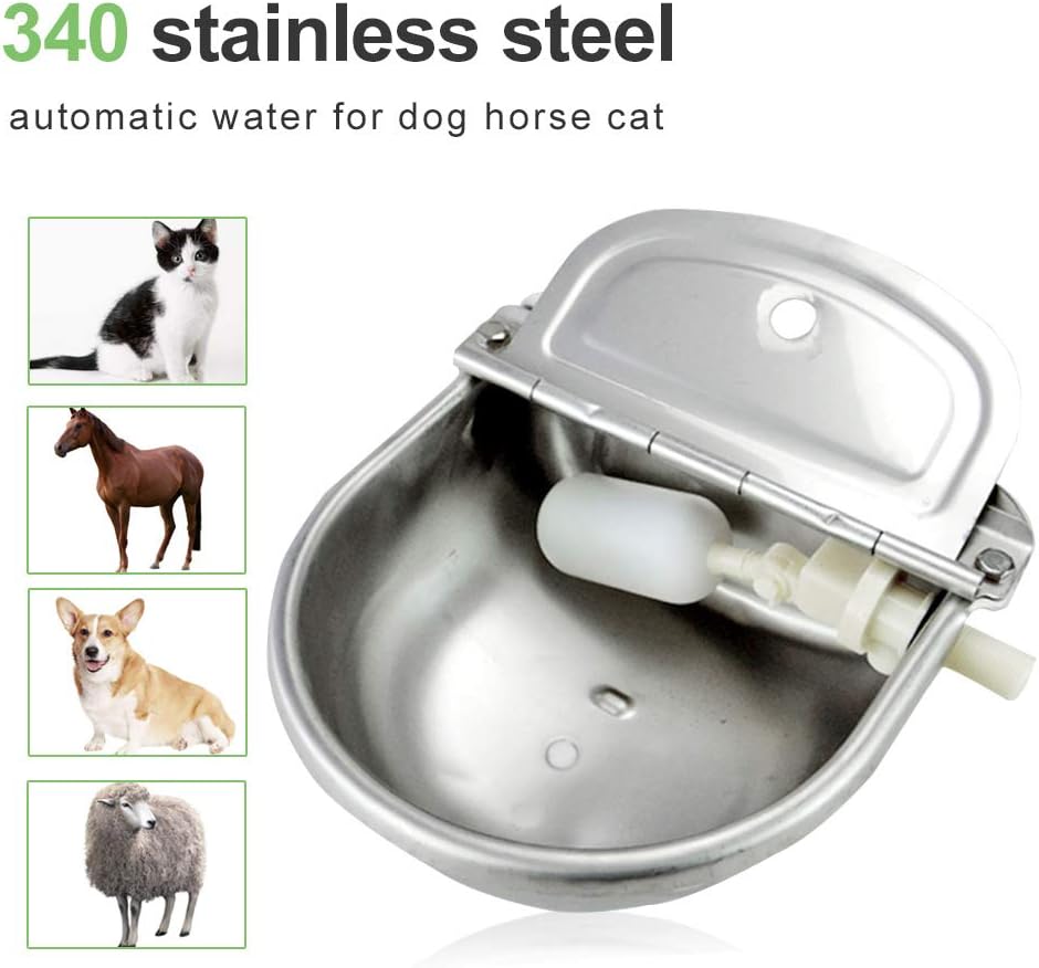 Automatic Waterer Cattle Water Bowls with Drain Hole, Stainless Steel Drinker for Sheep Goat Horse Dog Water Bowl Trough - Image 4