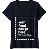 Custom Front & Back Print V-Neck T-Shirt with Your Image for Women by Modify by Amazon Merch on Demand