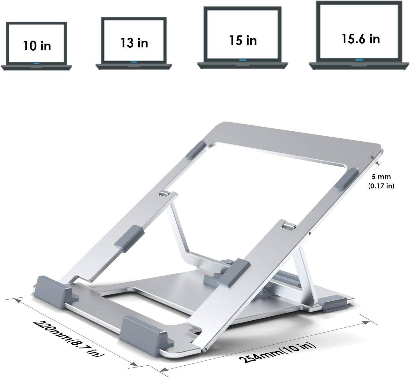 KTRIO Laptop Stand for Desk, Ergonomic Laptop Tablet Stand, Foldable Laptop Stands, Portable Adjustable 5 Position Laptop Stand, Compatible with MacBook, Dell XPS, HP, 10-15.6" Laptops, Silver: Office Products
