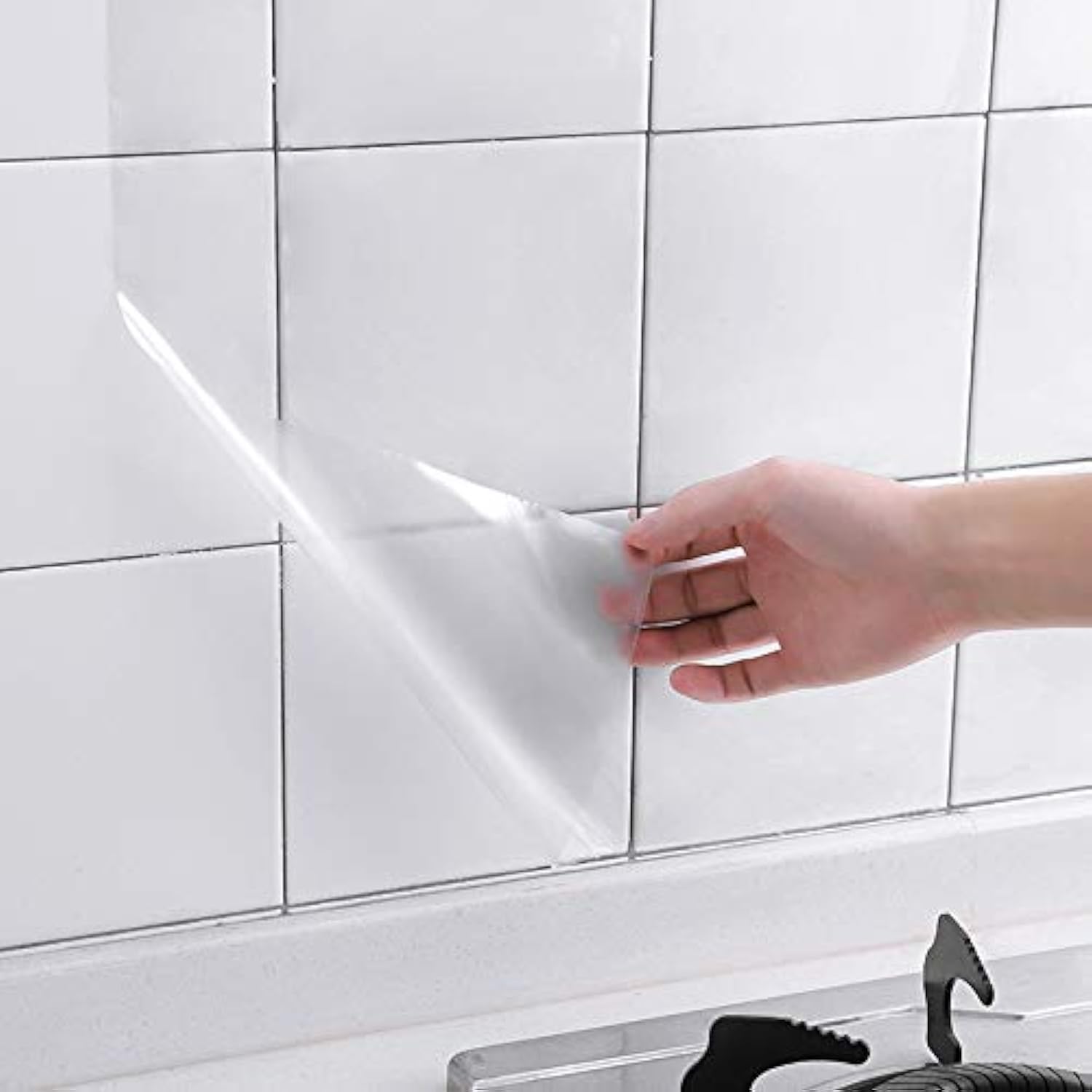 Photo 1 of Clear Contact Paper Roll 17.7'' x 59'' Clear Glossy Self-Adhesive Film Cover Removable Protective Film Transparent Waterproof Liners Drawers Shelves Kitchen Cabinets Desks Fridge Roll