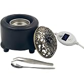 URMIX Electric Incense & Bakhoor Burner – Adjustable Heat, Timer (Black) | Ceramic Oud & Resin Warmer | 6 Timer Settings | Charcoal-Free | For Frankincense, Wax Melts & Incense Powder | 110V