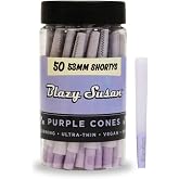 Blazy Susan Purple Pre-Rolled Cones, 50 Count (53mm Shorty) - Slow-Burning Rolling Paper &amp; Ultra-Thin  Preroll Cones with Filter Tips - Vegan, GMO-Free, Convenient &amp; Easy-To-Use Prerolled Shortys 