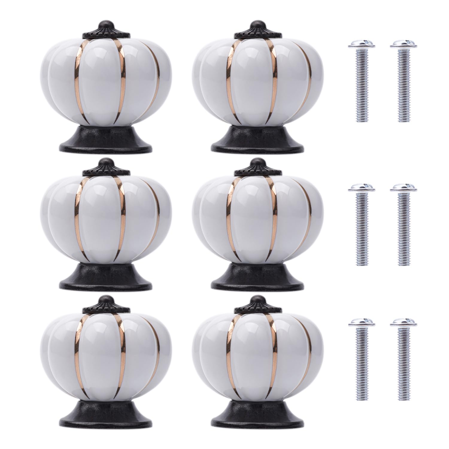 NAKUPENDA Pack of 6 Ceramic Cabinet Knobs Pumpkin Ceramic Furniture Knobs Cabinet Handles Ceramic Knobs for Furniture with Screws for Office Furniture, Kitchen Cabinet, Drawers, Chest of Drawers