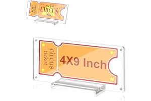 MSHUNKEJI Acrylic Ticket Stub Holder with Base 4x9 Inch Clear Ticket Stub Display Ticket Stub Organizer Double-Sided Ticket Protector Paper Currency Holder for Display and Protect Movie Concert Show Play Ticket