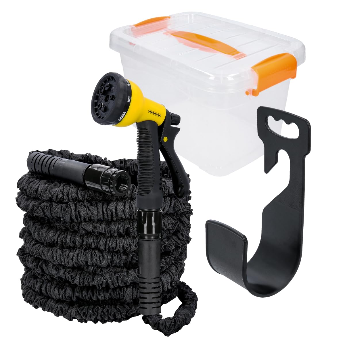 Tough Master Expandable Garden Hose 100FT Flexible Expanding Magic Watering Hose with 8 Function Spray Gun 3/4" 1/2" Fittings Leak-Proof Hose Pipe Comes in Plastic Storage Box