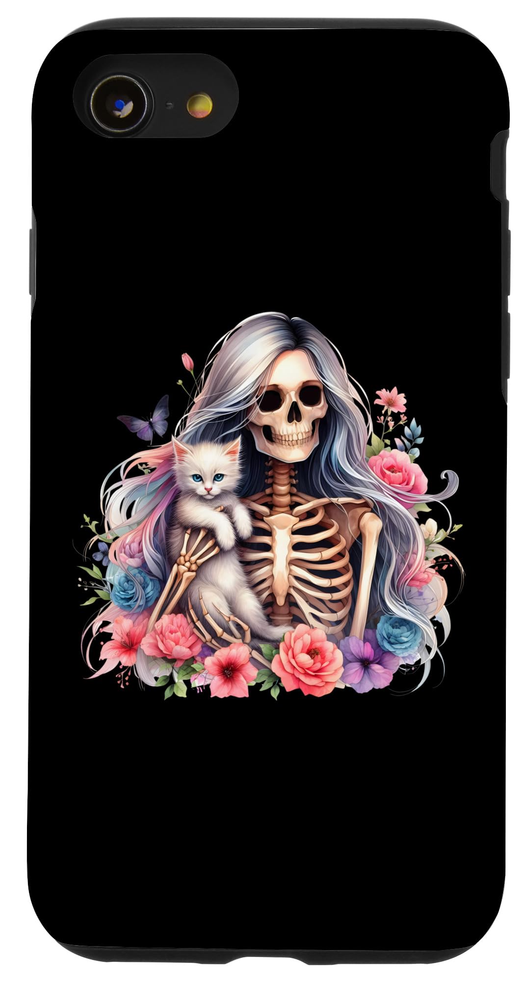 iPhone SE (2020) / 7 / 8 Female Skeleton And Cute Kitten Cat Lovers Halloween Vintage Case