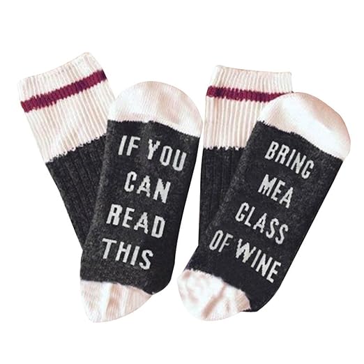 Witzige Socken Gr. M/L mit Spruch “If You Can Read This Bring Me A Glass Of Wine” | Lustige Geschenk für Weintrinker Männer u