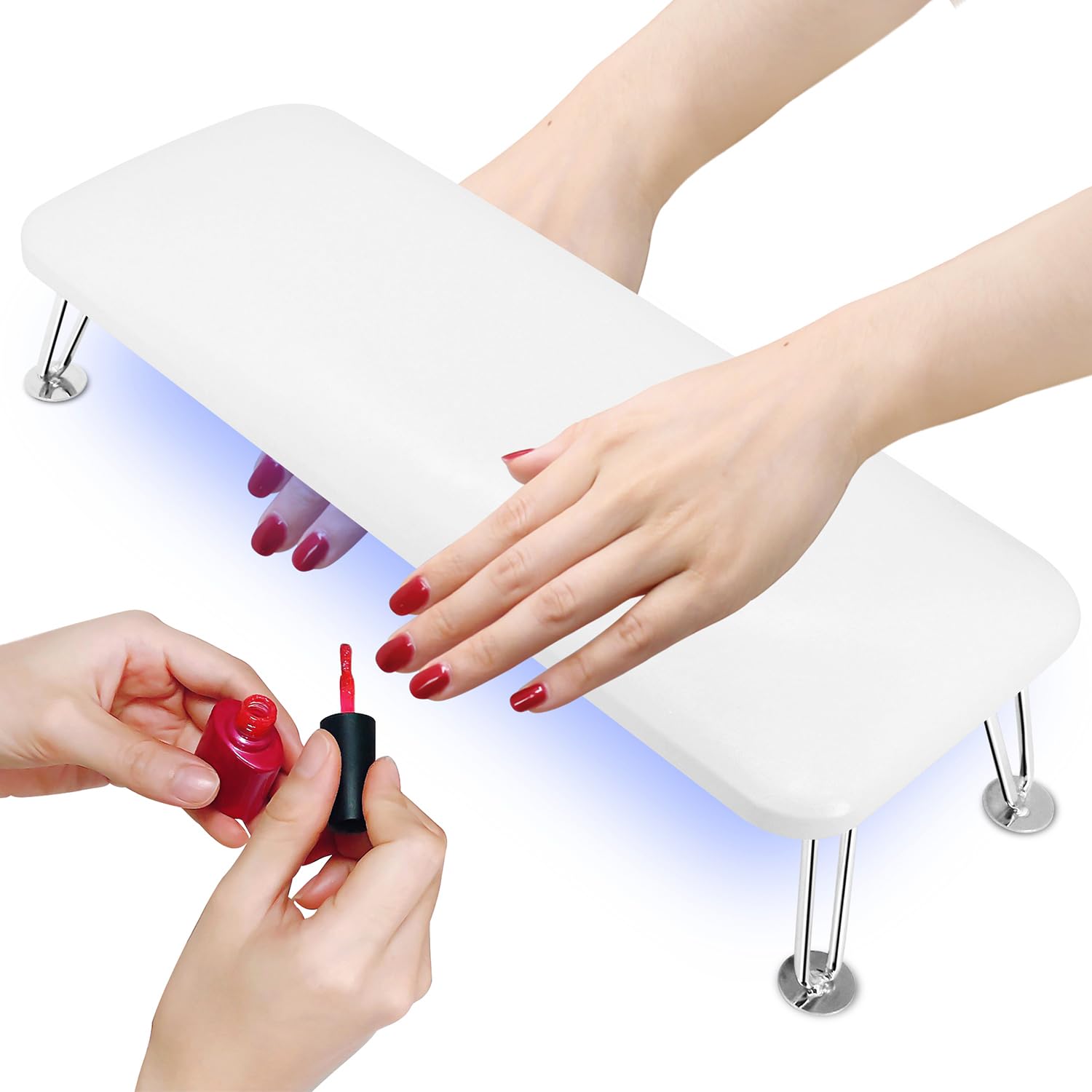 2 In 1 UV LED Nail Lamp with Arm Rest,Soft Manicure Hand Pillow Nail Lamp for Curing Nails Gel Polish and Hand Arm Rest,72W Gel Nail Dryer Hand Holder for Nail Tech Salon Home Use