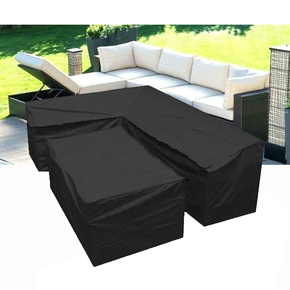 Silvotek L shaped outdoor sofa cover-l shaped patio couch covers with Durable Hem Cord,210D l shaped outdoor couch coverl shaped outdoor sectional sofa cover