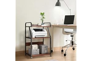 Garvee Printer Stand with 3 Tier Storage Shelves, Rolling Printer Cart with Wheels, Home Office Multifunctional Organization 