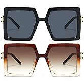 AIEYEZO Oversized Sunglasses for Women Square Fashion Big Large Frame Sun Glasses UV400 Protection