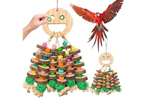 WQY GroceryShop Large Parrot Toys, Multi-Color Wooden Block with Halloween Shape Bird Chewing Toy Parrot Cage Bite Toy for Macaws Cokatoos African Grey and Large Medium Parrot Birds