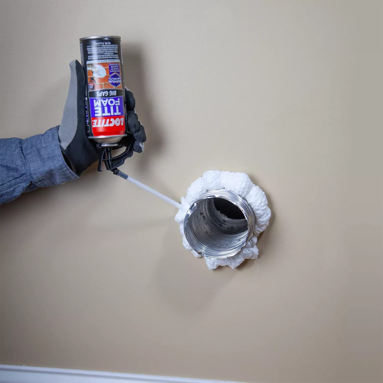 Loctite Tite Foam Big Gaps Spray Foam Sealant, 12 fl oz Can, 1 Pack - Polyurethane Expanding Insulation