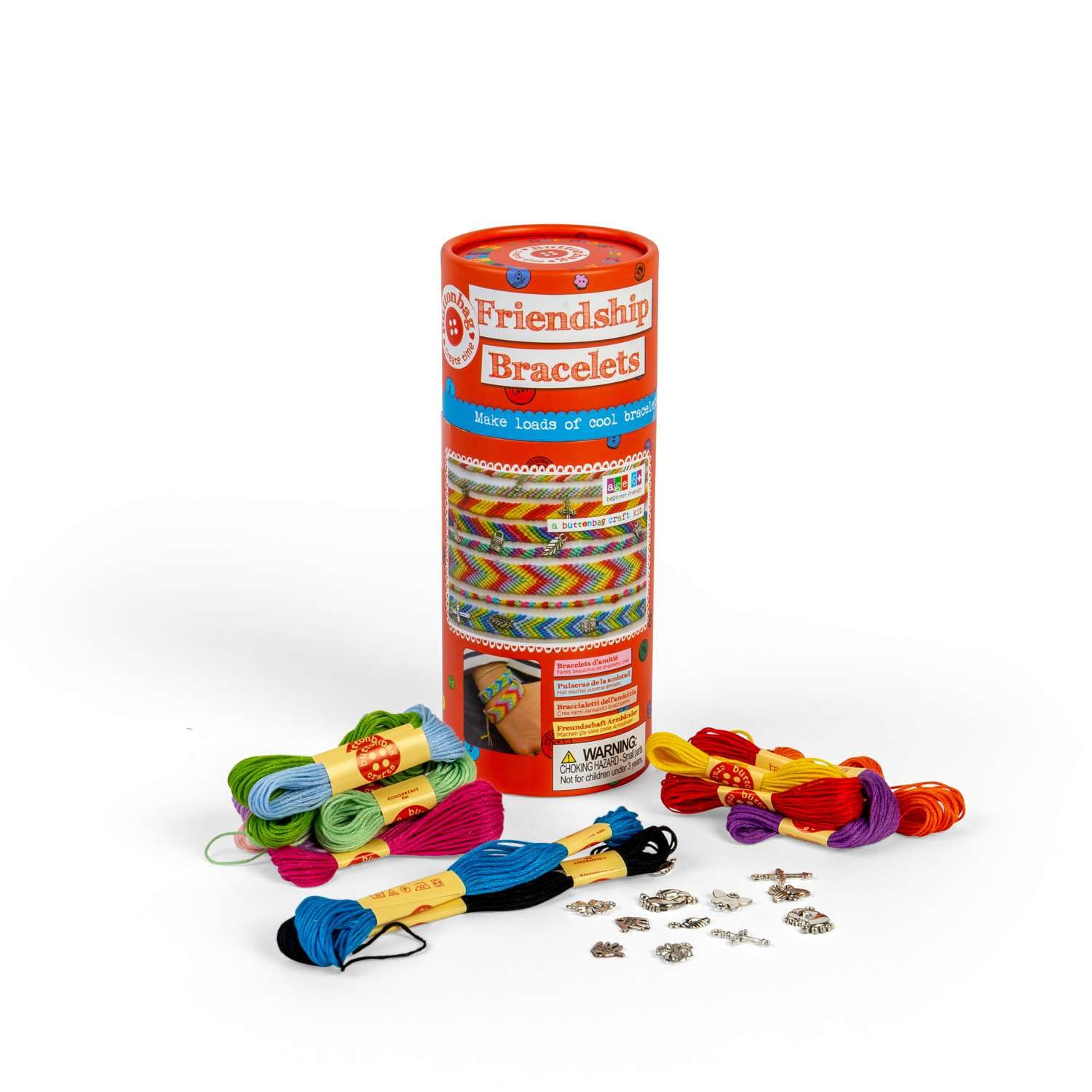 Buttonbag Friendship Bracelets Kit Jewellery Making Craft Kit - Arts and Crafts for Kids - Includes Threads, Metal Accessories, Full Instructions