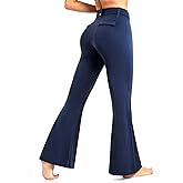 DemonQueen Women's Flare Pants with Pockets High Waisted Bootcut Yoga Pants-Tummy Control Bell Bottom Leggings