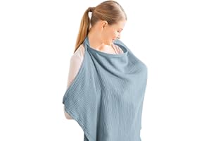Nursing Cover for Breastfeeding, 100% Cotton Baby Car Seat Canopy & Stroller Cover with Adjustable Hoop, Lightweight & Breath
